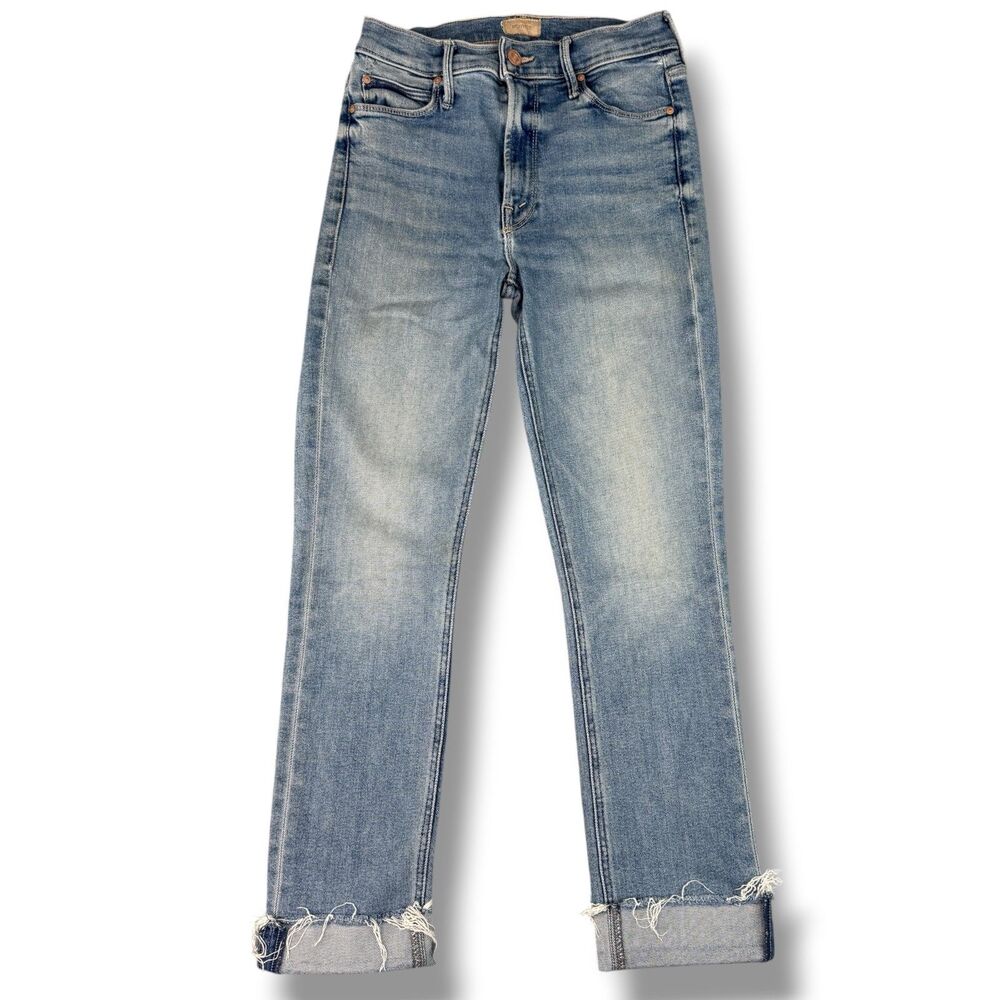 Mother Jeans Women's 26 Blue Mid Rise Dazzler Ankle Fray in Riding The Cliffside